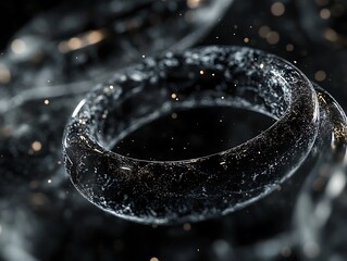 Poster - Mystical circular object with intricate textures and scattered golden specks