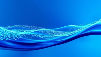 Wall Mural - Abstract blue wave background with dynamic particle flow, futuristic design, glowing, aesthetic
