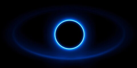 Wall Mural - A vibrant cerulean luminous ring encircles a pitch-black void, abstract, infinity