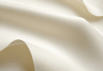 Fototapete - Cream-colored paper texture with subtle speckles, softly draped and curved, showing delicate folds and shadows, ideal for minimalist design backgrounds. : Generative AI