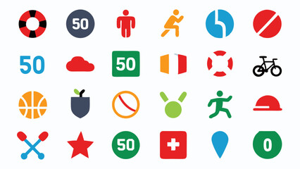 Poster - Extensive Sports Icons Collection Featuring 50 Unique Designs