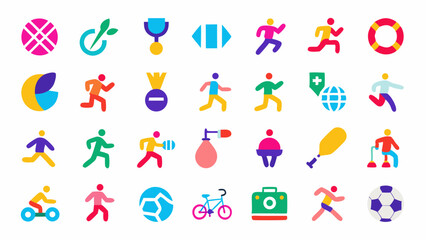 Poster - Dynamic Sports Icon Collection with Vibrant Illustrations