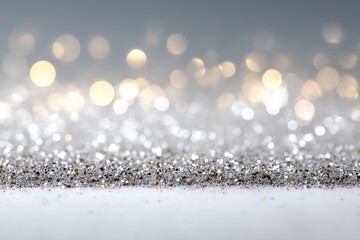 Aufkleber - Silver and gold glitter texture with blurred bokeh lights, perfect for festive backgrounds or elegant designs.  Ideal for holiday cards, invitations, or celebratory projects. : Generative AI