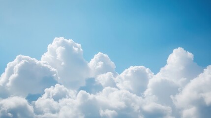 Aufkleber - A breathtaking view of fluffy cumulus clouds against a vibrant blue sky, creating a serene and peaceful atmosphere. : Generative AI