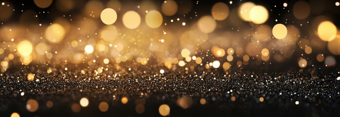 Aufkleber - Sparkling gold glitter texture with bokeh lights, perfect for celebratory backgrounds or luxurious designs.  Ideal for holiday themes, events, and glamorous aesthetics. : Generative AI