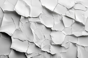 Aufkleber - Abstract monochrome texture of cracked, white paint, resembling a weathered surface or distressed wall, ideal for backgrounds or artistic designs. : Generative AI