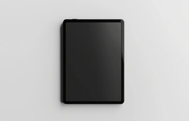 Poster - A sleek, black tablet computer rests on a minimalist, off-white surface, showcasing its clean design and blank screen, perfect for digital mockups or technology presentations. : Generative AI