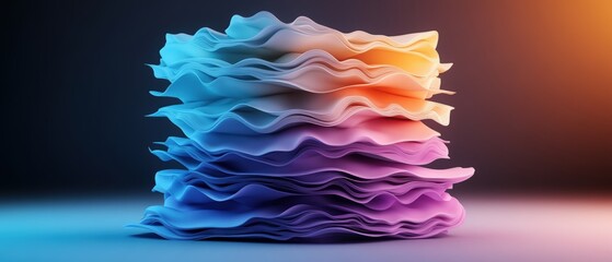 Aufkleber - Stack of translucent layers showcases a gradient from blue to orange in a soft, smooth style.