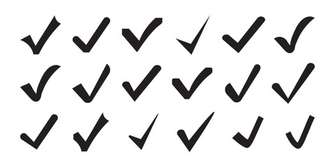 Fototapete - Checkmark icon set. Approved symbol, Correct vote choose isolated on white background. Checkmark Illustration.