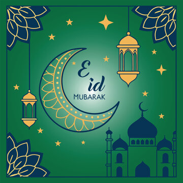 Eid mubarak islamic greetings background.