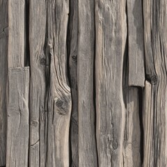 Aufkleber - Close-up view of weathered, grey-brown wood planks arranged vertically, showing natural grain, knots, and texture. Ideal for rustic backgrounds or design projects. : Generative AI