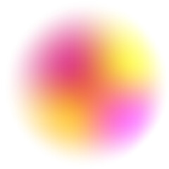 Poster - Gradient blurred circle shape. Pink colored fluid liquid element. Soft light holographic element. Round blob with neon aura for design. Blended iridescent organic bubble.