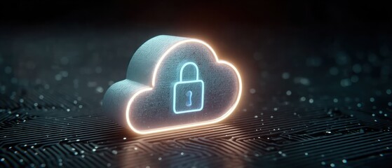 Poster - secure cloud icon on circuit board