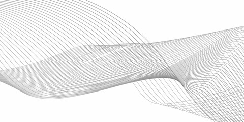 minimalistic vector illustration featuring a smooth, flowing wave pattern made of thin, evenly spaced horizontal black lines on a white background. 