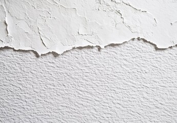 Aufkleber - Torn white paper texture with rough, uneven edges reveals a subtly textured surface underneath, offering a dramatic contrast in surface patterns. : Generative AI