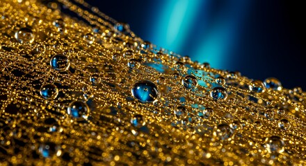 water drop on golden fiber