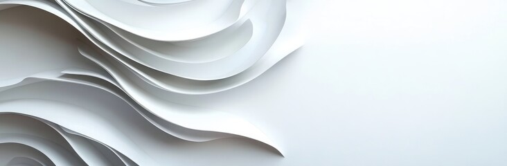 Poster - Abstract White Paper Waves  Serene Undulating Forms Background