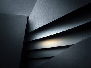 Poster - Abstract Composition of Dark Paper Layers with Subtle Light Reflection