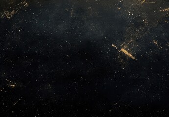 Poster - Dark, textured background with scattered gold particles, reminiscent of a night sky or cosmic dust, ideal for elegant designs or luxury branding. : Generative AI