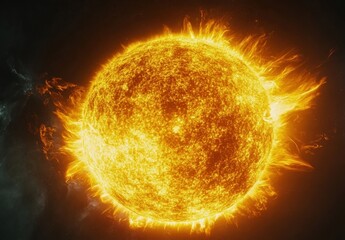 Leinwandbilder - a vibrant, detailed close-up of the sun, showcasing its fiery corona and textured surface against a 