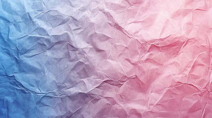 Poster - A close up of wrinkled paper with a gradient from blue to pink creating a textured background effect