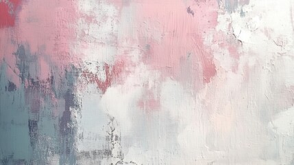 Poster - Abstract painting featuring a blend of pink white and gray colors with textured brushstrokes and patterns