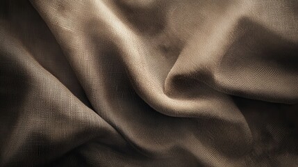 Poster - A close up shot of a draped brown fabric showing its texture and folds with shadows and highlights detail