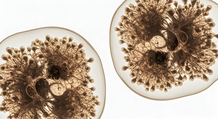 Poster - Symmetrical Circular Organic Pattern with Branching Structures in Beige and White Colors