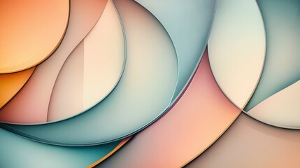 Poster - Abstract background featuring layered curved shapes in pastel colors creating a modern aesthetic design