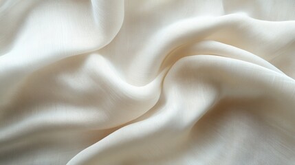 Poster - Closeup of soft white fabric, whose folds create a gentle, smooth and elegant texture and aesthetic appearance. Silk fabric background
