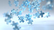 © foru - Abstract Blue Puzzle Pieces Falling A Concept of Problem Solving and Collaboration