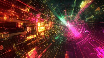 Poster - digital innovation showcase virtual space abstract art futuristic environment immersive perspective 