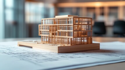 Poster - Architectural model showcase office space design concept modern workspace close-up innovative structure