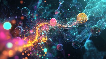 Poster - Dynamic energy flow abstract visuals digital art multicolored environment illuminated viewpoint concept of motion