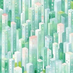 Poster - Abstract Cityscape Pattern with Soft Colors and Geometric Shapes