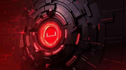 Poster - Dynamic red circular technology design abstract background digital art futuristic environment close-up view innovation concept