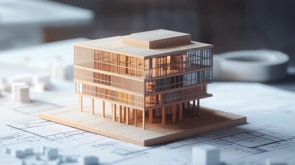 Poster - Architectural model showcase design studio 3d visualization modern environment close-up view innovative concepts for designers