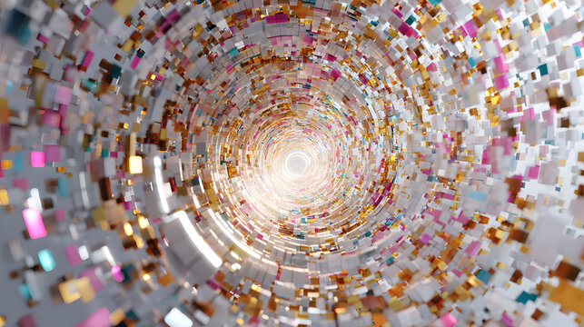 Abstract Colorful Vortex Tunnel Digital Art