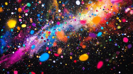 Poster - Vibrant cosmic explosion of color outer space abstract art digital environment wide-angle view universe concept