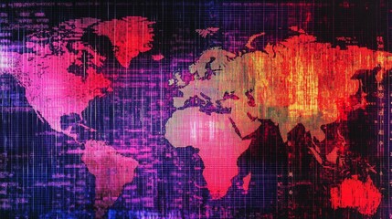 Poster - global digital mapping world overview graphic design abstract data visualization aesthetic environme