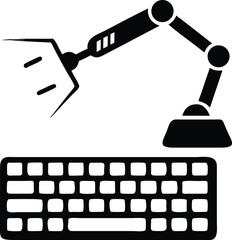 Aufkleber - Minimalist black silhouette depicting an artificial intelligence writing assistant concept