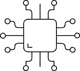 Aufkleber - Minimalist cpu chip icon vector design for technology and digital applications