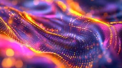 Poster - Dynamic flow of light particles abstract digital space visual art vibrant environment close-up motion concept