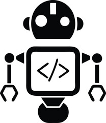 Aufkleber - Modern robot silhouette with coding symbols representing ai algorithm development