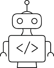 Aufkleber - Silhouette design of a coding robot with algorithm icons and artificial intelligence theme