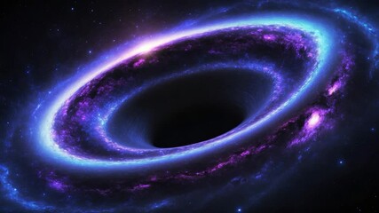 Poster - supermassive black hole at the galaxy's center. singularity consumes matter. black hole floating in 