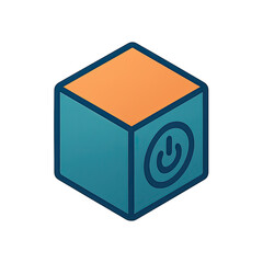 Poster - Isometric Cube Icon Power Button Design Element Digital Technology Graphic Illustration