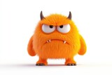 Fuzzy orange monster with a grumpy face