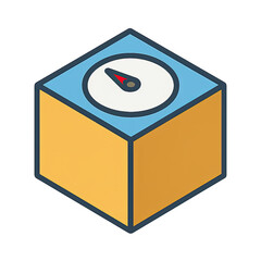 Poster - Isometric Cube with Compass Icon Showing Direction and Guidance for Navigation or Progress