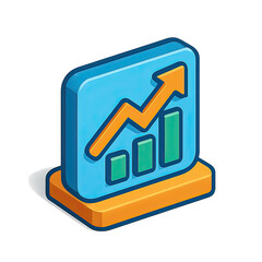 Poster - Isometric 3D Growth Chart Icon Upward Trending Graph Showing Business Success and Financial Growth